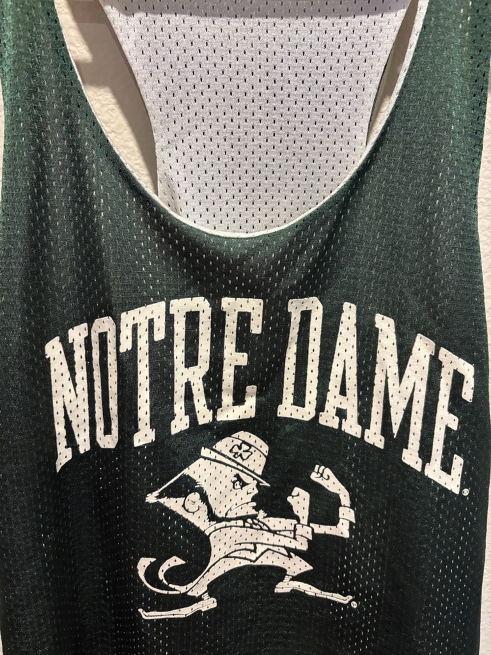 Original League Notre Dame Green and white Mesh Muscle Tee - Picture 3 of 5